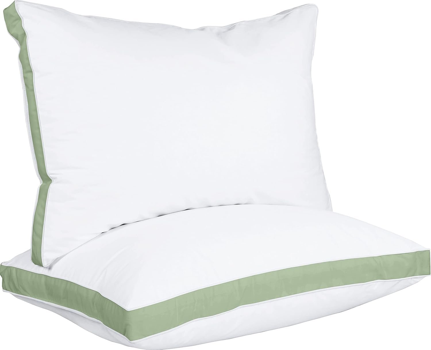 Bed Pillows for Sleeping Queen Size (Sage Green), Set of 2, Cooling Hotel Quality, Gusseted Pillow for Back, Stomach or Side Sleepers