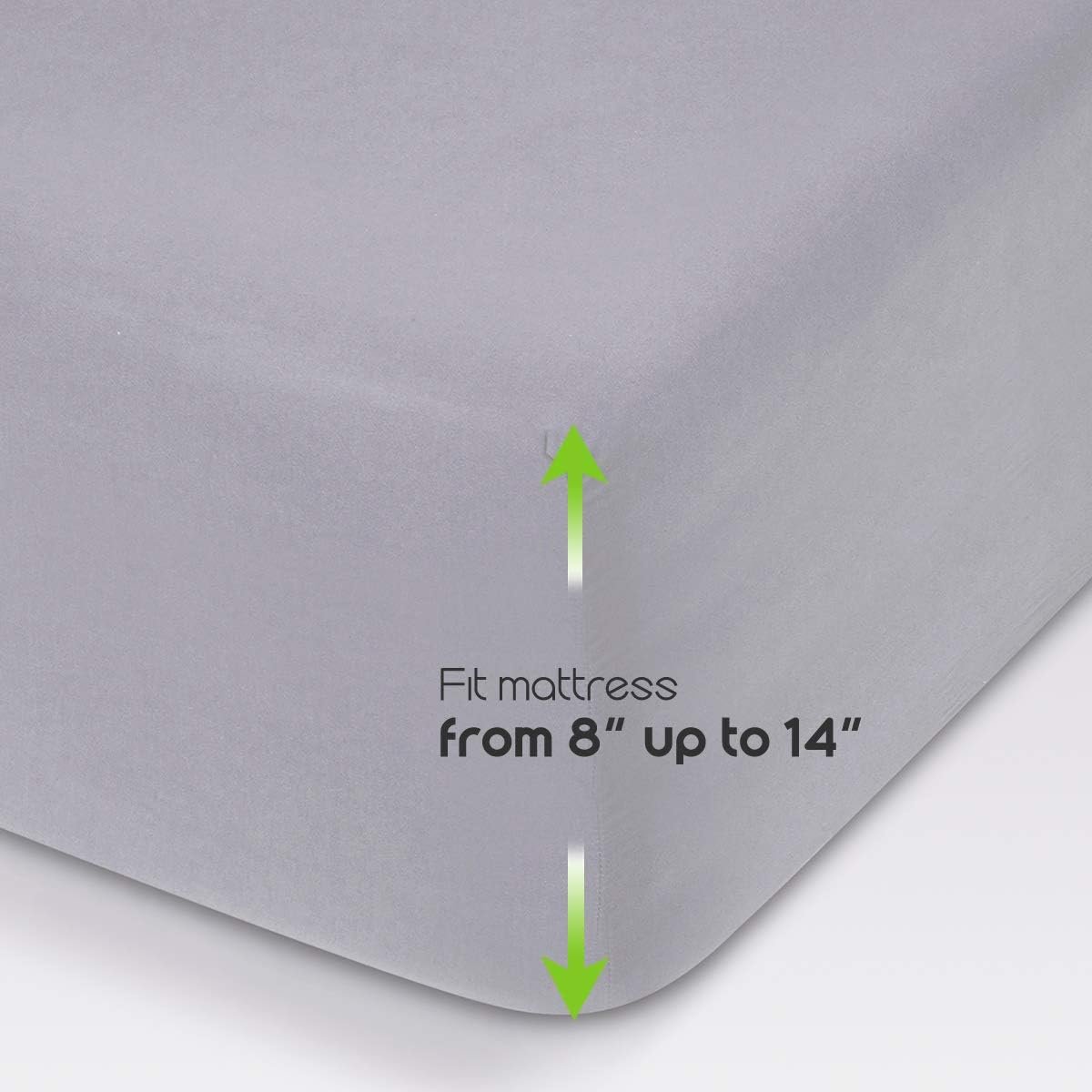 Fitted Sheet- Queen Fitted Sheet Only(No Flat Sheet or Pillow Shams),4 Way Stretch Micro-Knit,Snug Fit,Wrinkle Free,for Standard Mattress and Air Bed Mattress from 8” Up to 14”,Light Gray - Image 2